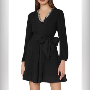 Milly Embellished Pleated V-Neck Minidress size 6